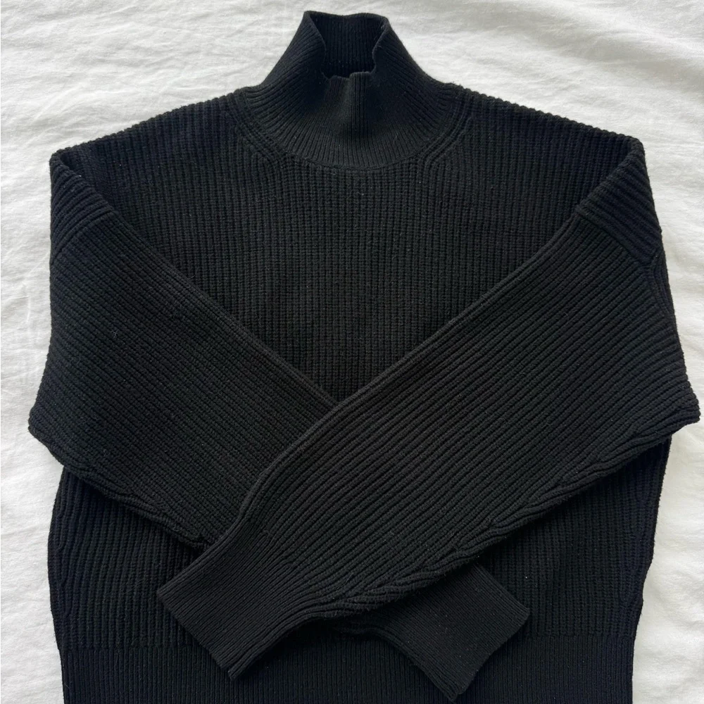 J. Crew Black Ribbed Knit Top - Picture 2 of 5